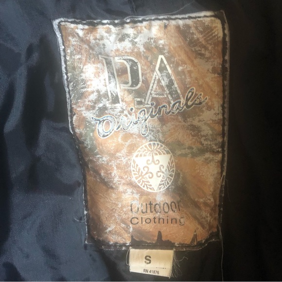 P.A. Originals Women's Sz S Barn Jacket Taupe w/Brown Faux Leather Trim Zip Up - Picture 8 of 15